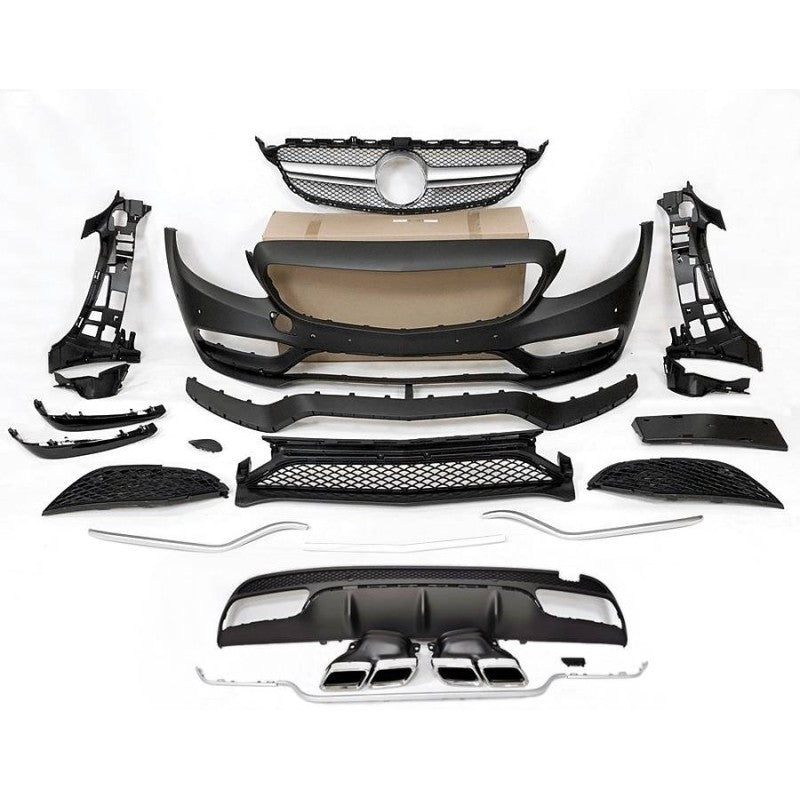 Voorbumper en Achterdiffuser Mercedes W205 (2014–2018) Sedan / Station – Look C63